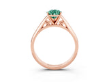 Rose gold Pear Cut Green Sapphire Solitaire Engagement Ring with Cathedral Setting and Four-Prong Mount_81
