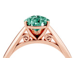 Rose gold Pear Cut Green Sapphire Solitaire Engagement Ring with Cathedral Setting and Four-Prong Mount_82