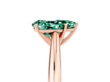 Rose gold Pear Cut Green Sapphire Solitaire Engagement Ring with Cathedral Setting and Four-Prong Mount_83