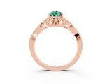 Rose gold Pear Cut Green Sapphire Solitaire Engagement Ring with Celtic Knot Band and Four-Prong Setting_3