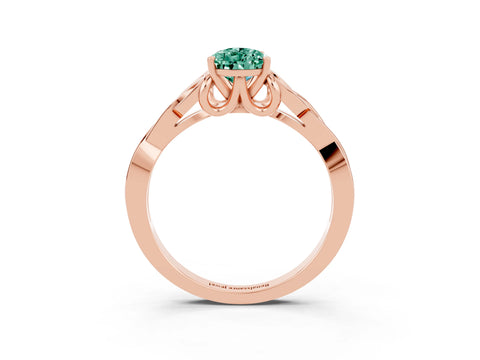 Rose gold Pear Cut Green Sapphire Solitaire Engagement Ring with Celtic Knot Band and Four-Prong Setting_3