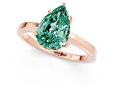 Rose gold Pear Cut Green Sapphire Solitaire Engagement Ring with Classic Band and Four-Prong Setting_25