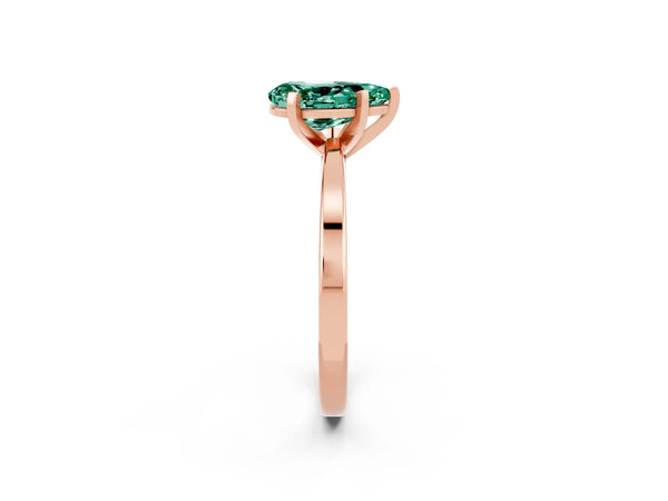 Rose gold Pear Cut Green Sapphire Solitaire Engagement Ring with Classic Band and Four-Prong Setting