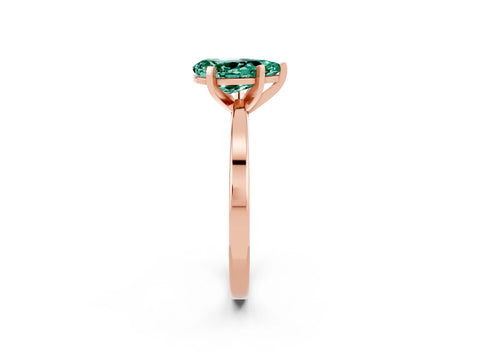 Rose gold Pear Cut Green Sapphire Solitaire Engagement Ring with Classic Band and Four-Prong Setting_26