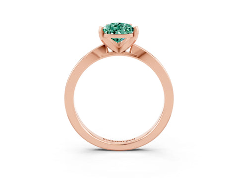 Rose gold Pear Cut Green Sapphire Solitaire Engagement Ring with Classic Band and Four-Prong Setting_27