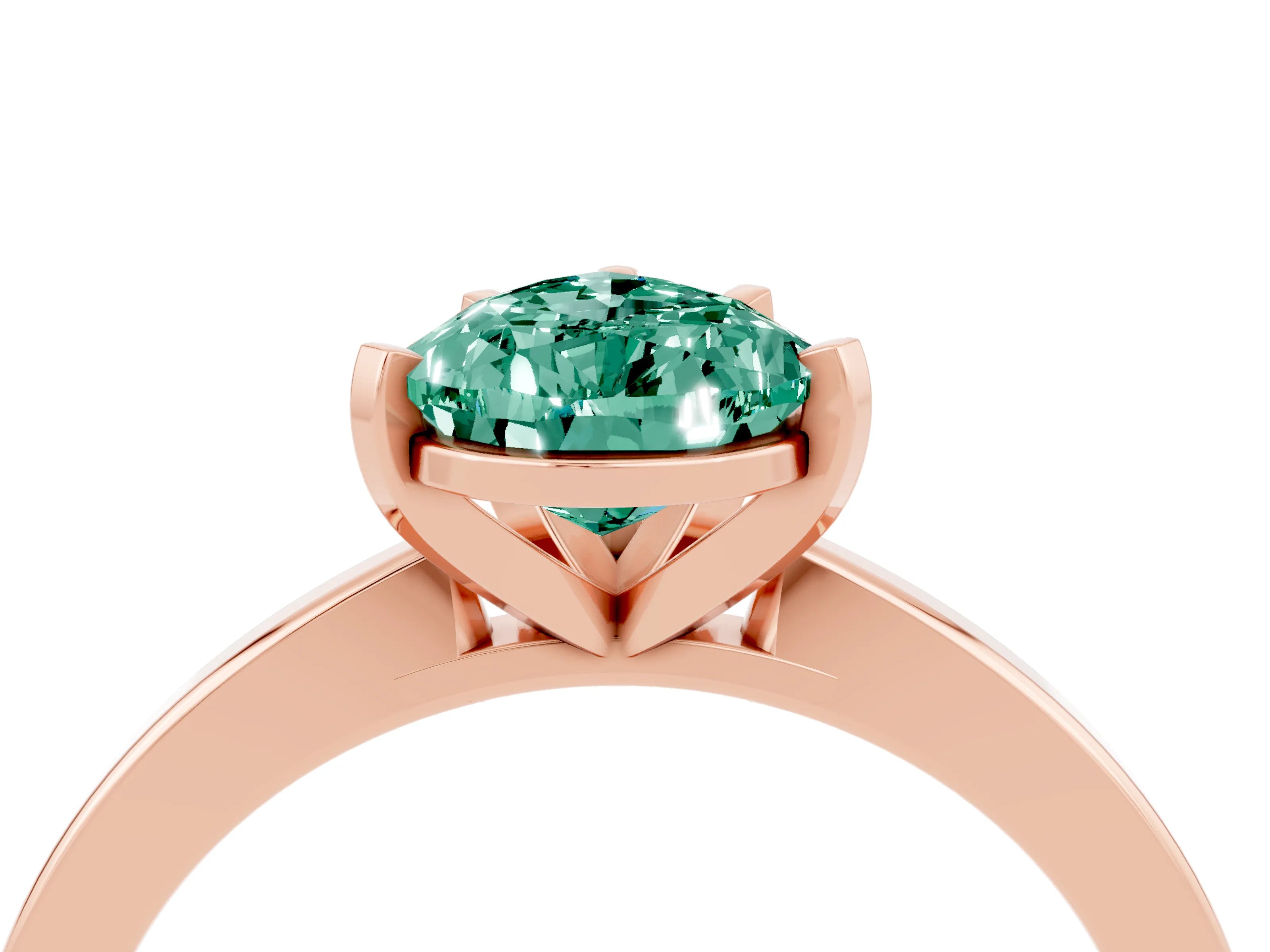 Rose gold Pear Cut Green Sapphire Solitaire Engagement Ring with Classic Band and Four-Prong Setting_28
