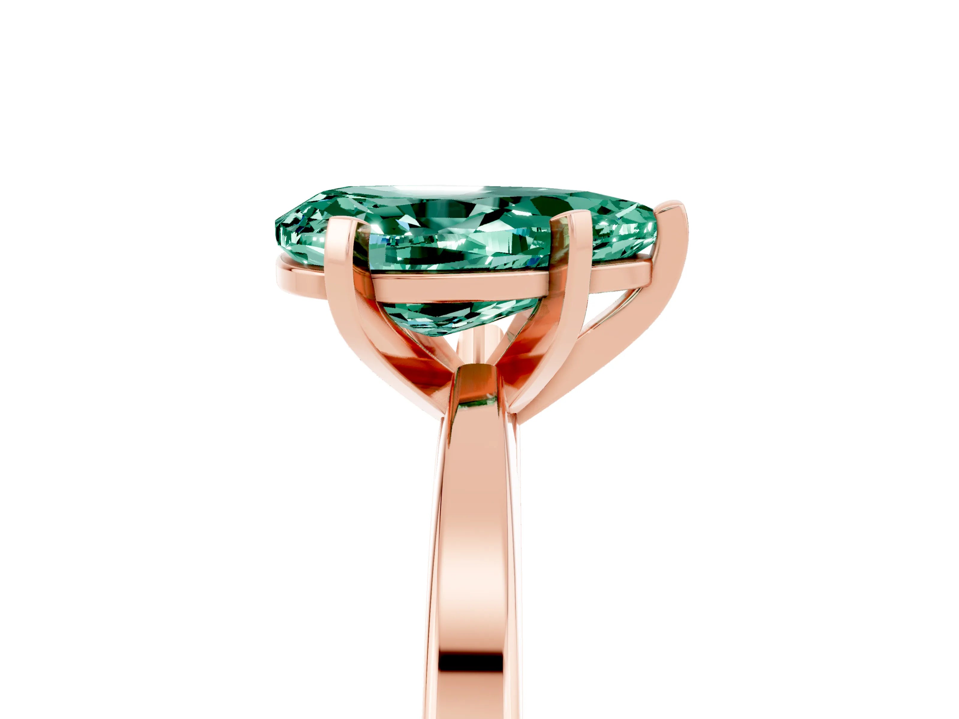 Rose gold Pear Cut Green Sapphire Solitaire Engagement Ring with Classic Band and Four-Prong Setting_29