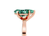 Rose gold Pear Cut Green Sapphire Solitaire Engagement Ring with Classic Band and Four-Prong Setting_29