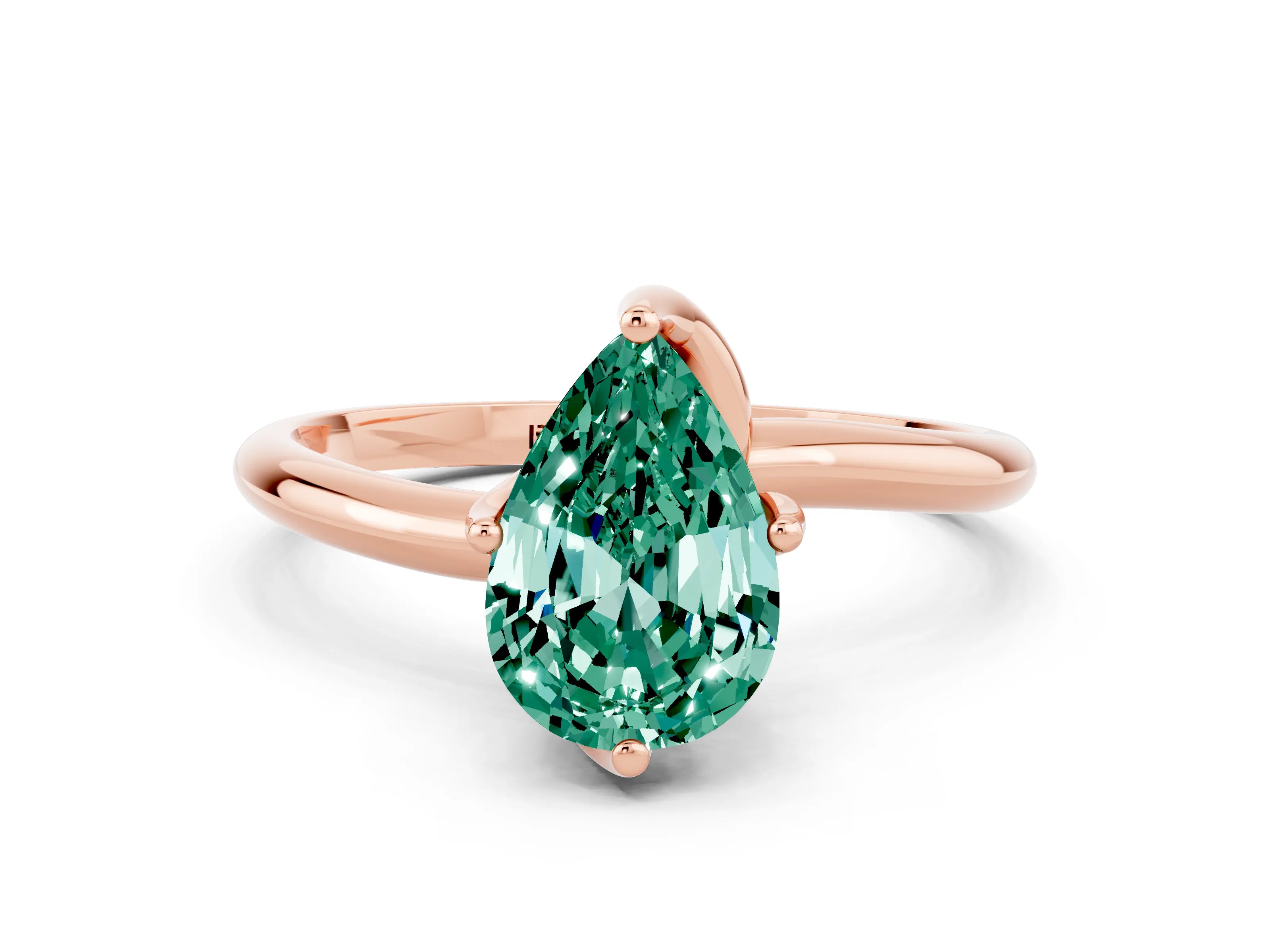 Rose gold Pear Cut Green Sapphire Solitaire Engagement Ring with Four-Prong Setting and Classic Band_12