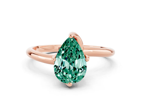 Rose gold Pear Cut Green Sapphire Solitaire Engagement Ring with Four-Prong Setting and Classic Band_12