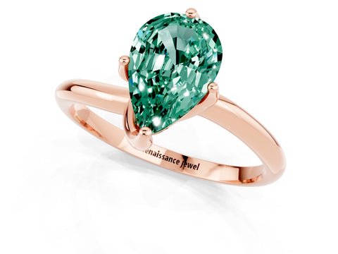 Rose gold Pear Cut Green Sapphire Solitaire Engagement Ring with Four-Prong Setting and Classic Band_13