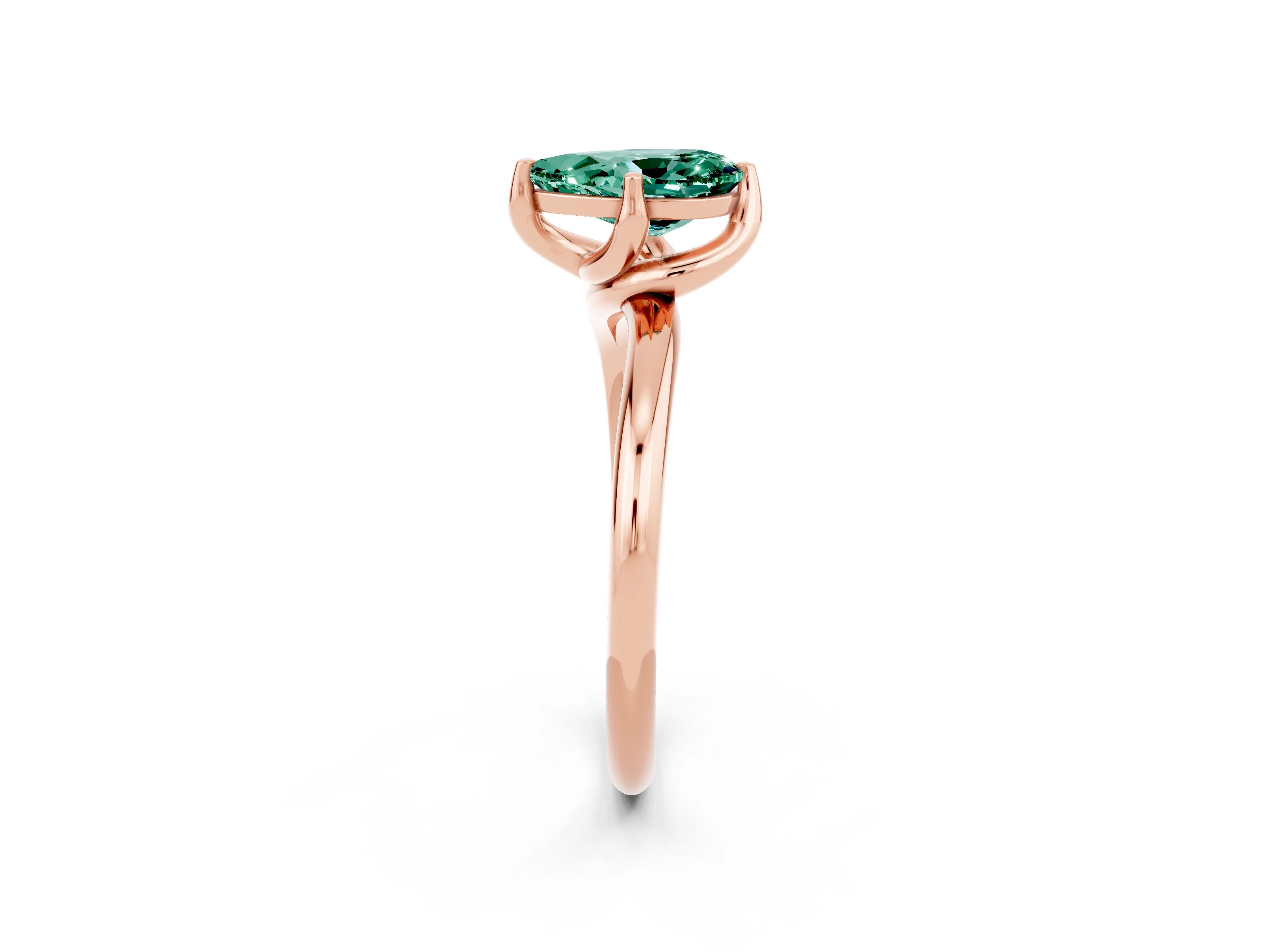 Rose gold Pear Cut Green Sapphire Solitaire Engagement Ring with Four-Prong Setting and Classic Band_14