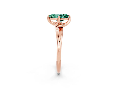 Rose gold Pear Cut Green Sapphire Solitaire Engagement Ring with Four-Prong Setting and Classic Band_14
