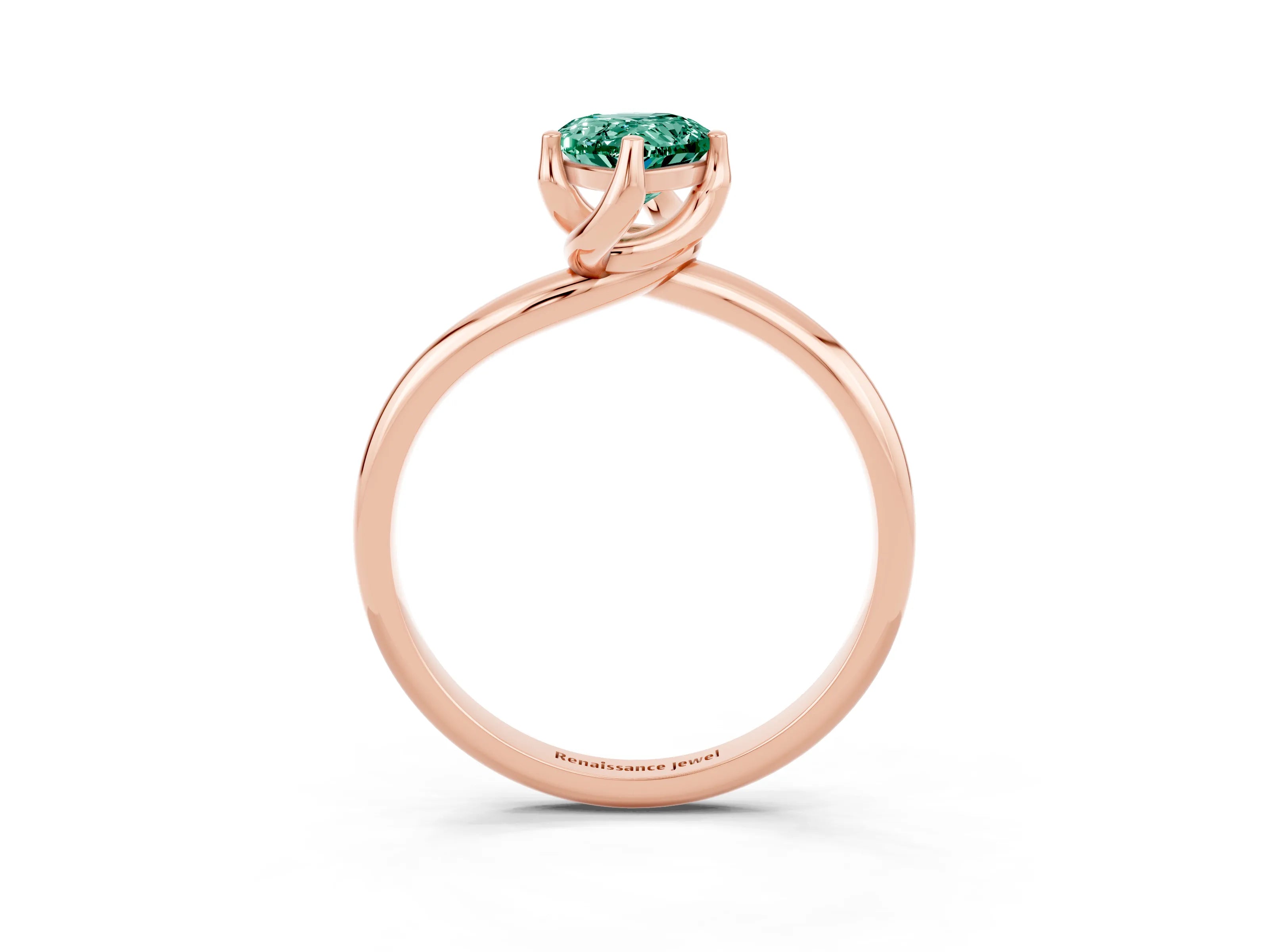 Rose gold Pear Cut Green Sapphire Solitaire Engagement Ring with Four-Prong Setting and Classic Band_15
