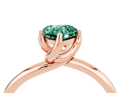 Rose gold Pear Cut Green Sapphire Solitaire Engagement Ring with Four-Prong Setting and Classic Band_16