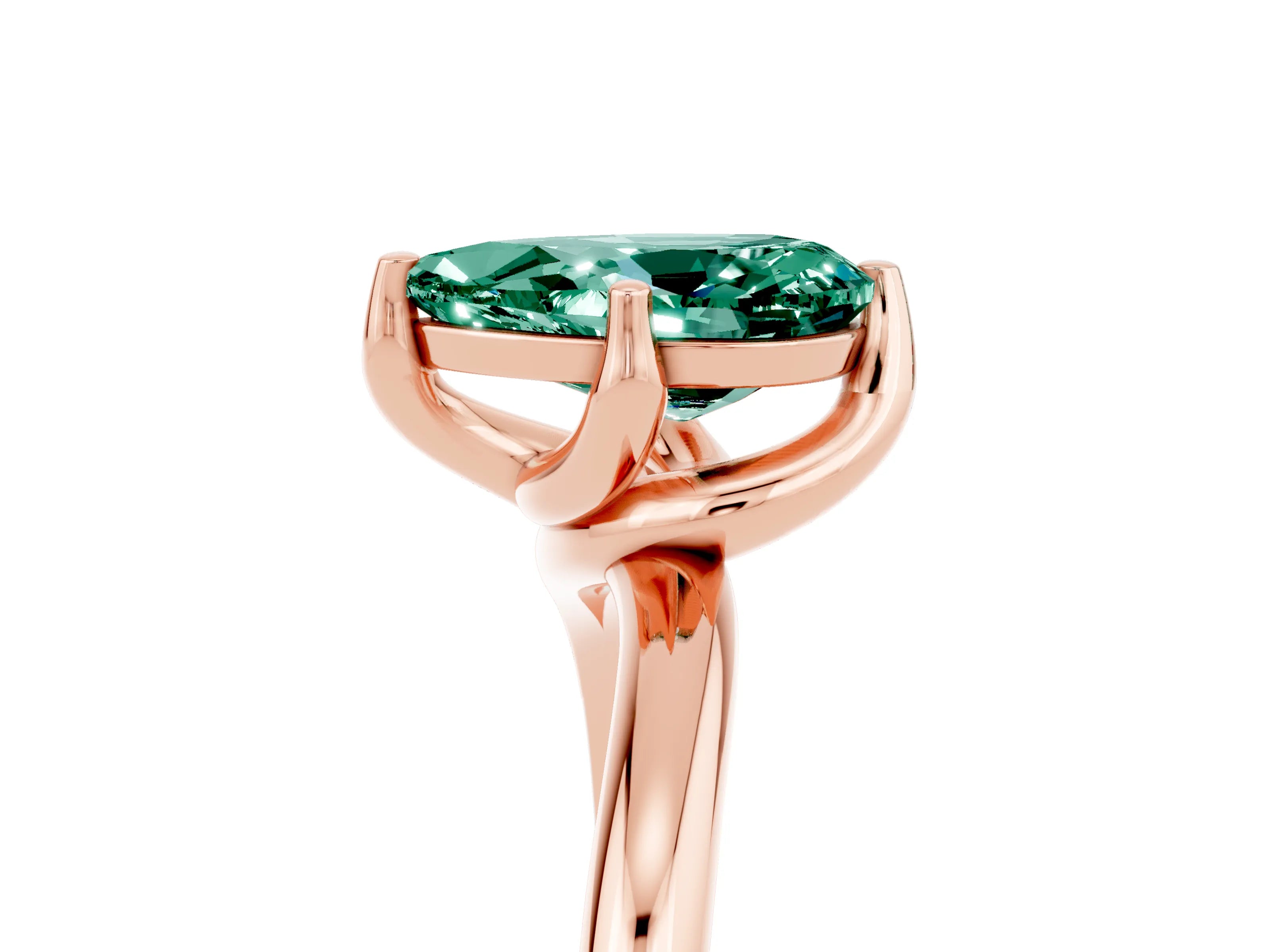 Rose gold Pear Cut Green Sapphire Solitaire Engagement Ring with Four-Prong Setting and Classic Band_17