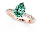Rose gold Pear Cut Green Sapphire Solitaire Engagement Ring with Pavé Band and Four-Prong Setting_1