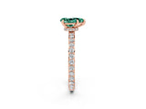 Rose gold Pear Cut Green Sapphire Solitaire Engagement Ring with Pavé Band and Four-Prong Setting_2