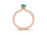 Rose gold Pear Cut Green Sapphire Solitaire Engagement Ring with Pavé Band and Four-Prong Setting_3