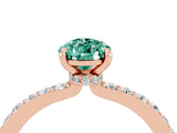 Rose gold Pear Cut Green Sapphire Solitaire Engagement Ring with Pavé Band and Four-Prong Setting_4