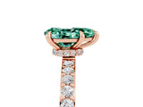 Rose gold Pear Cut Green Sapphire Solitaire Engagement Ring with Pavé Band and Four-Prong Setting_5
