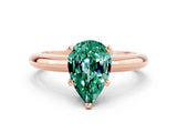 Rose gold Pear Cut Green Sapphire Solitaire Engagement Ring with Round Band and Four-Prong Setting