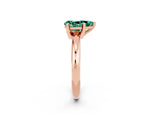 Rose gold Pear Cut Green Sapphire Solitaire Engagement Ring with Round Band and Four-Prong Setting_2
