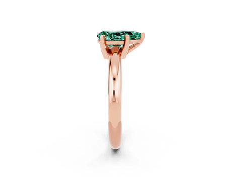 Rose gold Pear Cut Green Sapphire Solitaire Engagement Ring with Round Band and Four-Prong Setting_2