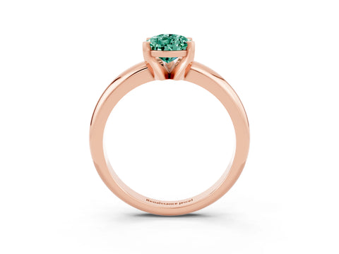 Rose gold Pear Cut Green Sapphire Solitaire Engagement Ring with Round Band and Four-Prong Setting_3