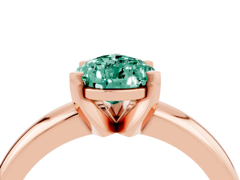 Rose gold Pear Cut Green Sapphire Solitaire Engagement Ring with Round Band and Four-Prong Setting_4
