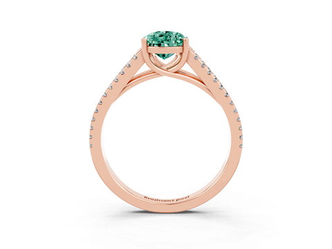 Rose gold Pear Cut Green Sapphire Solitaire Engagement Ring with Split Shank Pavé Band_3