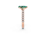 Rose gold Pear Cut Green Sapphire Solitaire Pavé Band with Four-Prong Setting_2