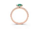Rose gold Pear Cut Green Sapphire Solitaire Pavé Band with Four-Prong Setting_3