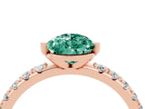 Rose gold Pear Cut Green Sapphire Solitaire Pavé Band with Four-Prong Setting_4