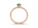 Rose gold Pear Cut Green Sapphire Solitaire Pavé Engagement Ring with Round Band and Prong Setting_101