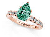 Rose gold Pear Cut Green Sapphire Solitaire Pavé Engagement Ring with Round Band and Prong Setting_56