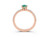 Rose gold Pear Cut Green Sapphire Solitaire Pavé Engagement Ring with Round Band and Prong Setting_58