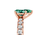 Rose gold Pear Cut Green Sapphire Solitaire Pavé Engagement Ring with Round Band and Prong Setting_60