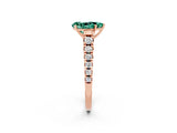 Rose gold Pear Cut Green Sapphire Solitaire Ring with Cathedral Setting and Pavé Band_2