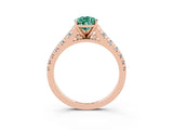 Rose gold Pear Cut Green Sapphire Solitaire Ring with Cathedral Setting and Pavé Band_3