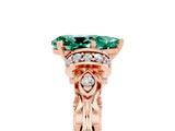 Rose gold Pear Cut Green Sapphire Solitaire Ring with Filigree Band and Four-Prong Setting_29