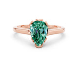 Rose gold Pear Cut Green Sapphire Solitaire Ring with Flower Prong Setting and Classic Band_12
