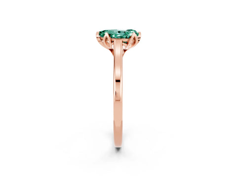 Rose gold Pear Cut Green Sapphire Solitaire Ring with Flower Prong Setting and Classic Band_14
