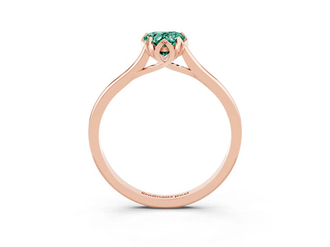 Rose gold Pear Cut Green Sapphire Solitaire Ring with Flower Prong Setting and Classic Band_15