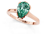 Rose gold Pear Cut Green Sapphire Solitaire Ring with Flower Prong Setting and Classic Band_37