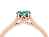 Rose gold Pear Cut Green Sapphire Solitaire Ring with Flower Prong Setting and Classic Band_40