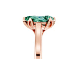 Rose gold Pear Cut Green Sapphire Solitaire Ring with Flower Prong Setting and Classic Band_41