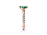 Rose gold Pear Cut Green Sapphire Solitaire Ring with Pavé Accents and Four-Prong Setting_2
