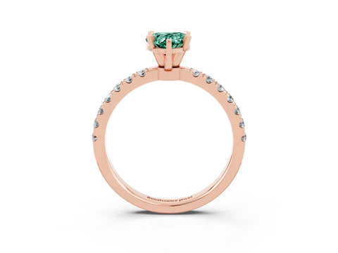 Rose gold Pear Cut Green Sapphire Solitaire Ring with Pavé Accents and Four-Prong Setting_3