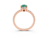 Rose gold Pear Cut Green Sapphire Solitaire Ring with Pavé Band and Four-Prong Setting_27